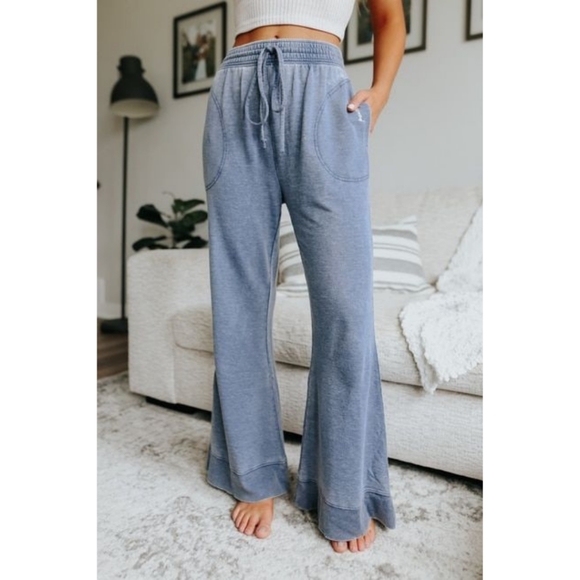 Free People Cozy Cool Girl Lounge Pants Dark Sapphire Blue - Picture 5 of 16
